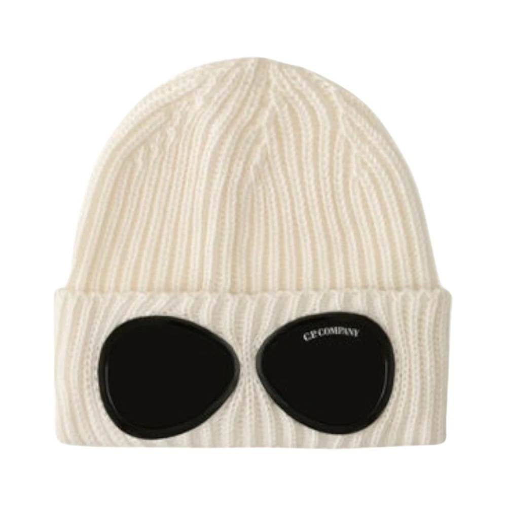 C.P. Company Merino Wool Goggle Beanie White Heren