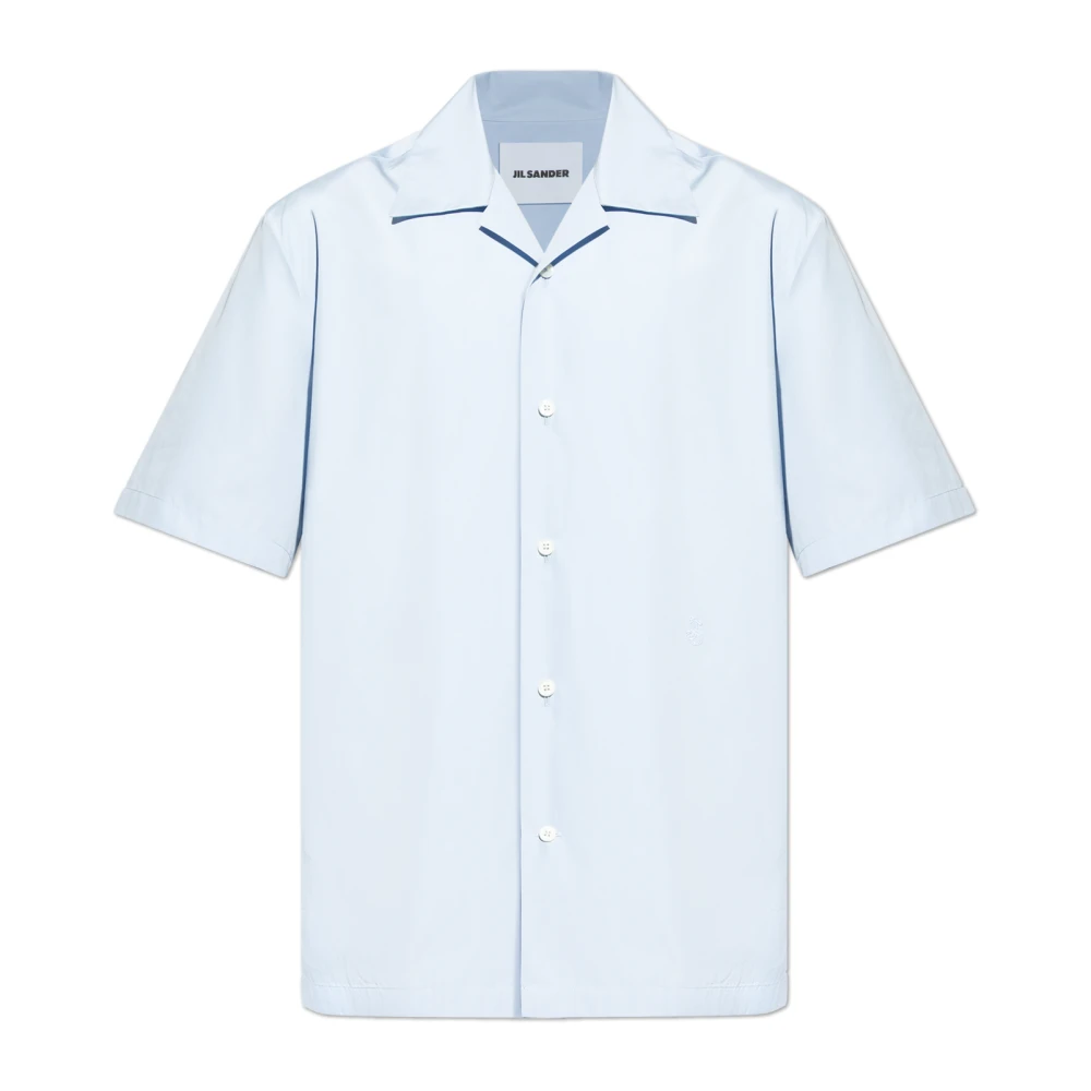 Jil Sander Mannelijk Blauw Overhemden Heren, S, Katoen, Short Sleeve Shirt