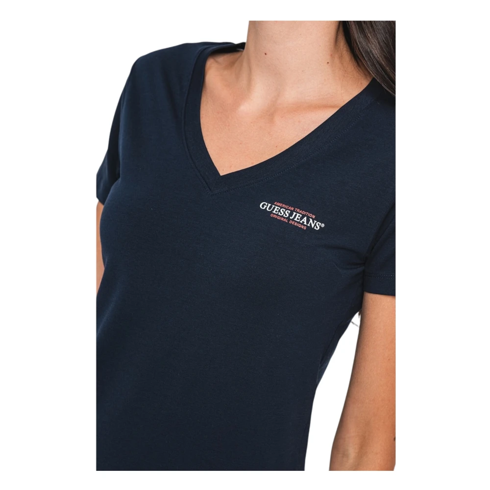 Guess Organische katoenen Slim Fit T-shirt Blue Dames