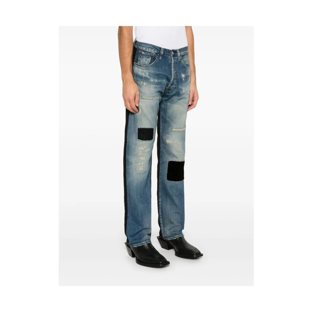 Junya Watanabe Patchwork Denim Straight Leg Jeans Blue Heren