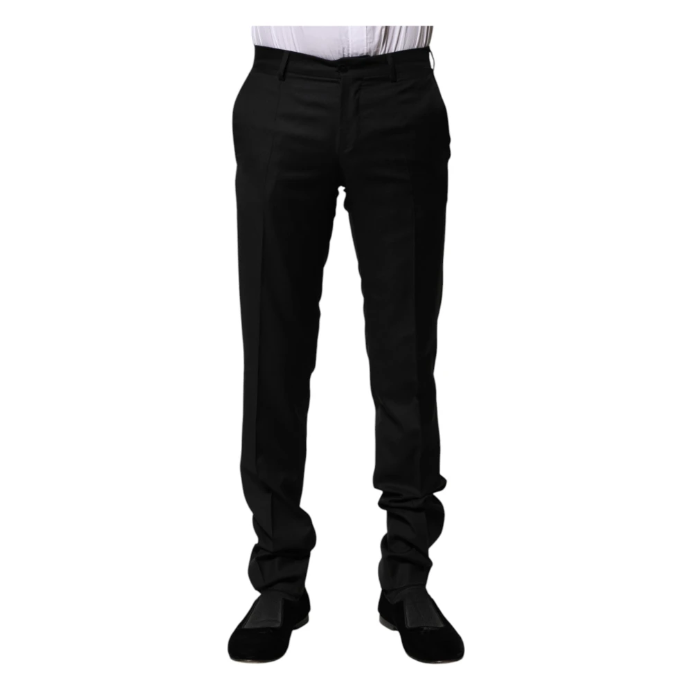 Dolce & Gabbana Men's Black Wool Formal Slim Trousers - Suit Trousers - Xs - Trousers