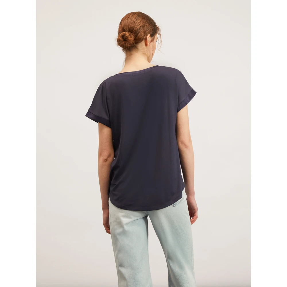 Motivi Satin Front T-Shirt met Kimono Mouwen Blue Dames