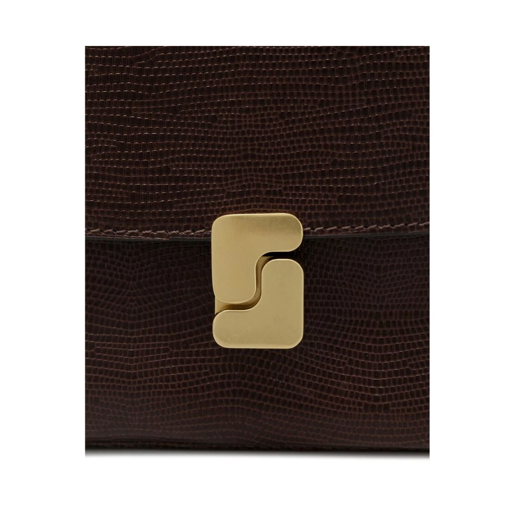 Soeur Bruine leren schoudertas met schuifgesp Brown Dames