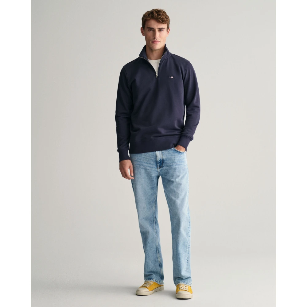 Gant Half-Zip Sweatshirt Blue Heren