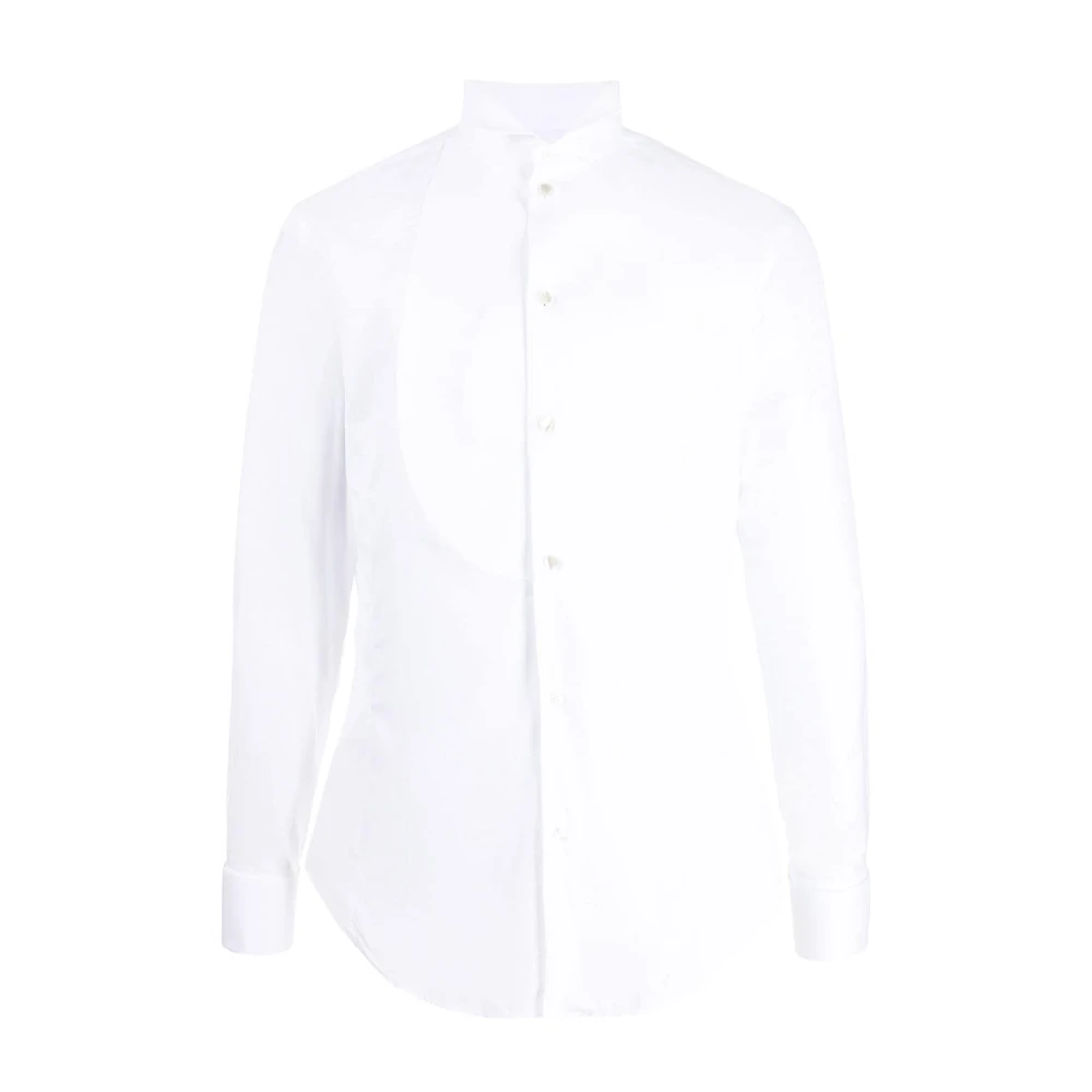 Giorgio Armani Witte Katoenen Smokingoverhemd met Piqué Plastron White Heren