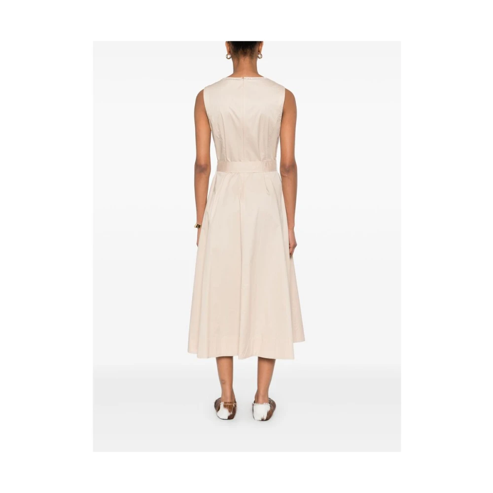 PESERICO Beige Mouwloze Jurk met Riem Beige Dames