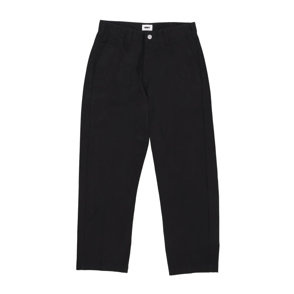 Obey Zwarte werkbroek katoenen keper recht Black Heren