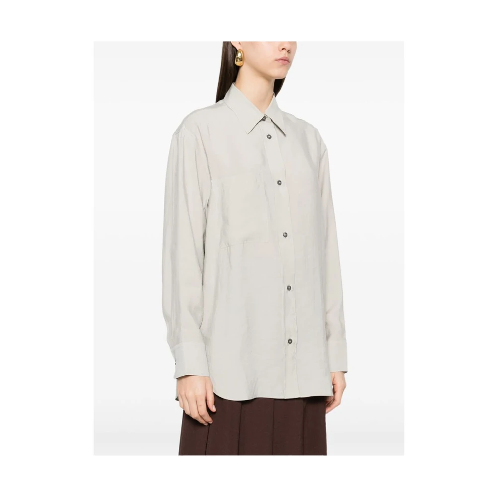 Studio Nicholson Lichtgrijs Knoopmanchet Overhemd Gray Dames