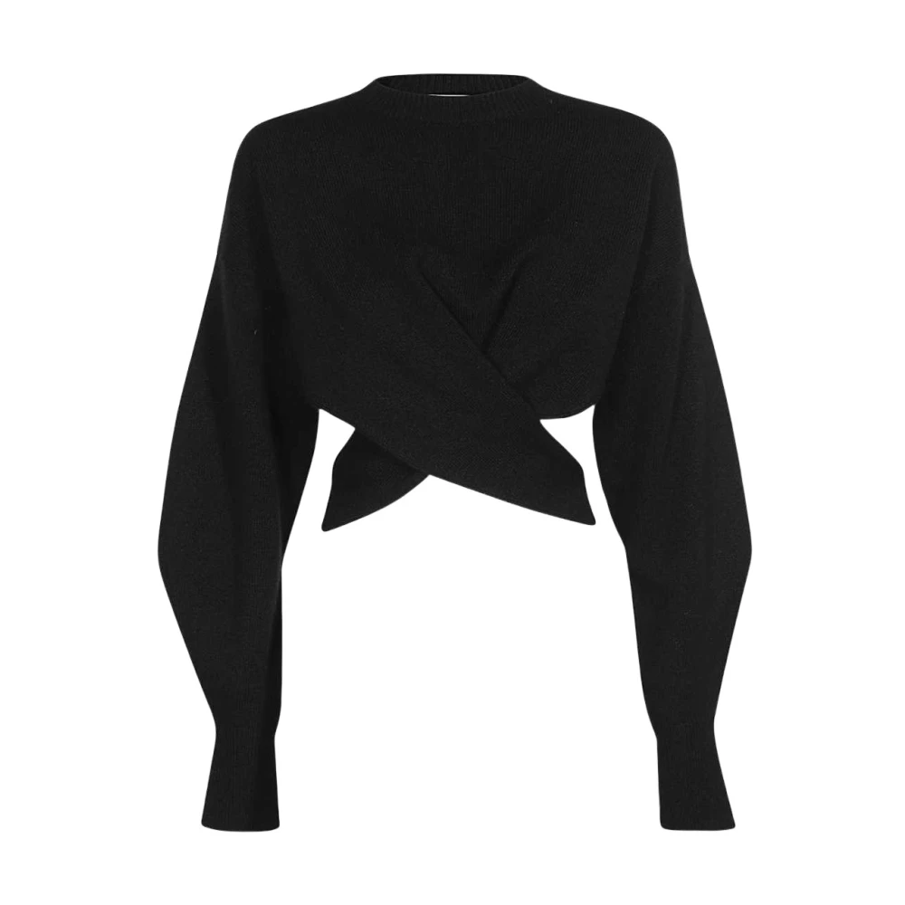 Alexander mcqueen Geribbelde Crew-Neck Wolmix Trui Black Dames