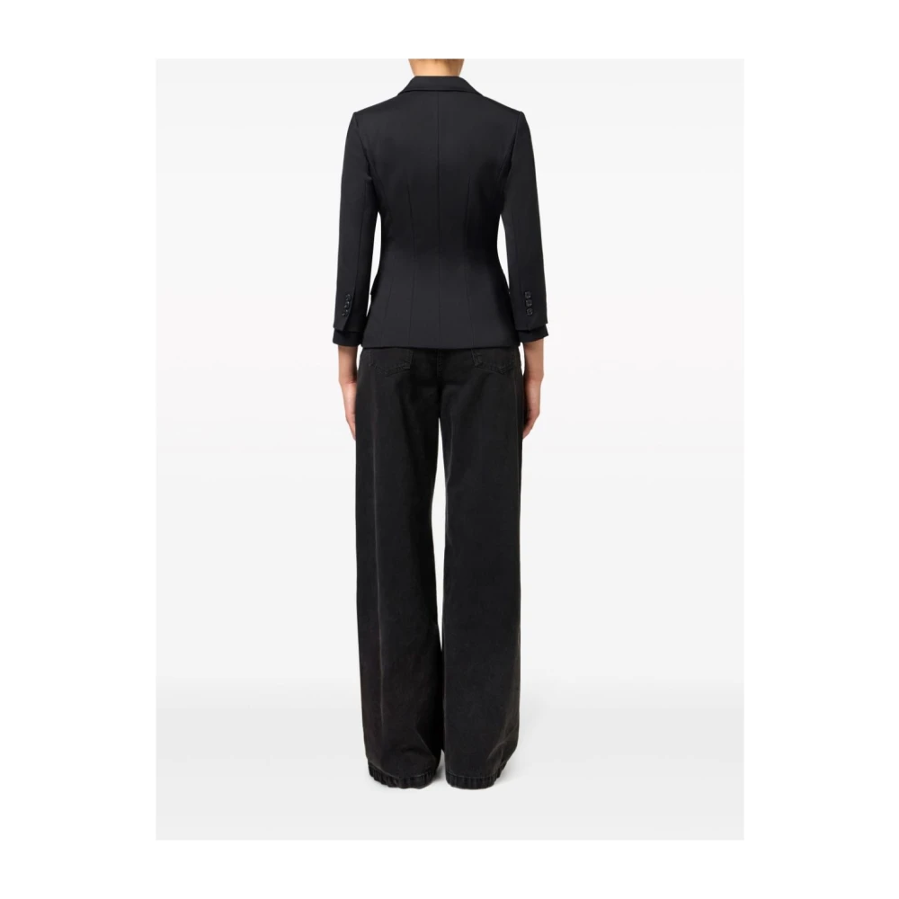 Elisabetta Franchi Zwarte Blazer met Puntige Revers Black Dames