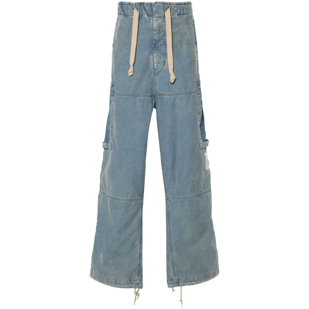 Mihara Yasuhiro Blauwe Katoenen Patchwork Trekkoord Broek Blue Heren