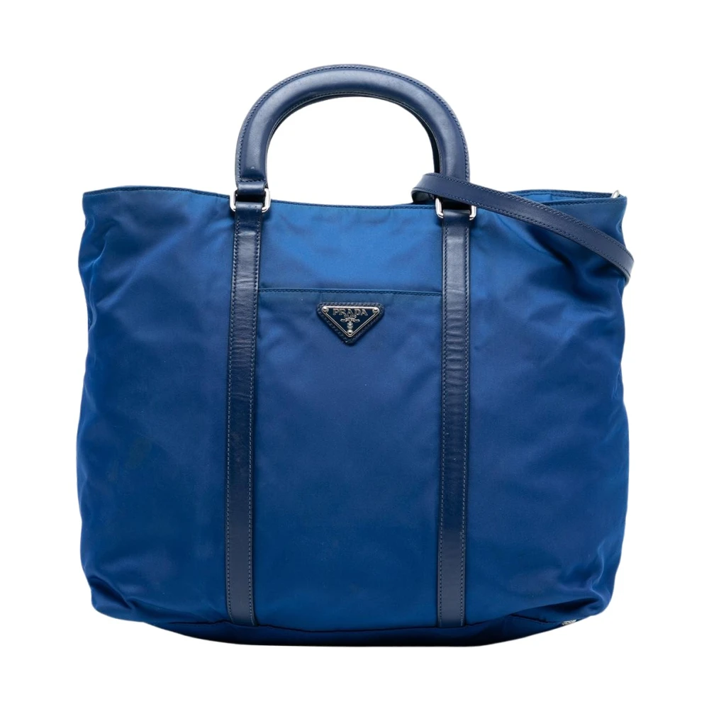 Prada Vintage Women's Blue Pre-Owned Structured Tote Bag