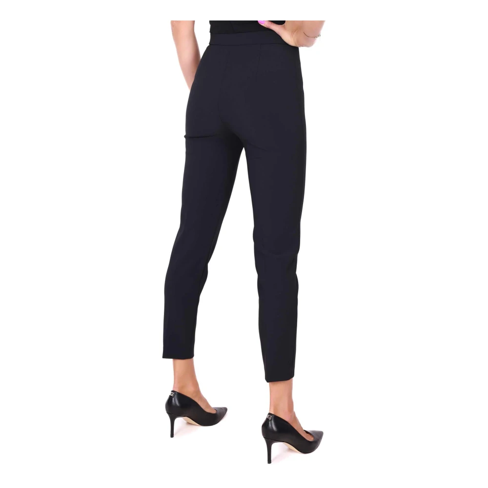 Elisabetta Franchi Zwarte sigarettenbroek met logoplaques Black Dames