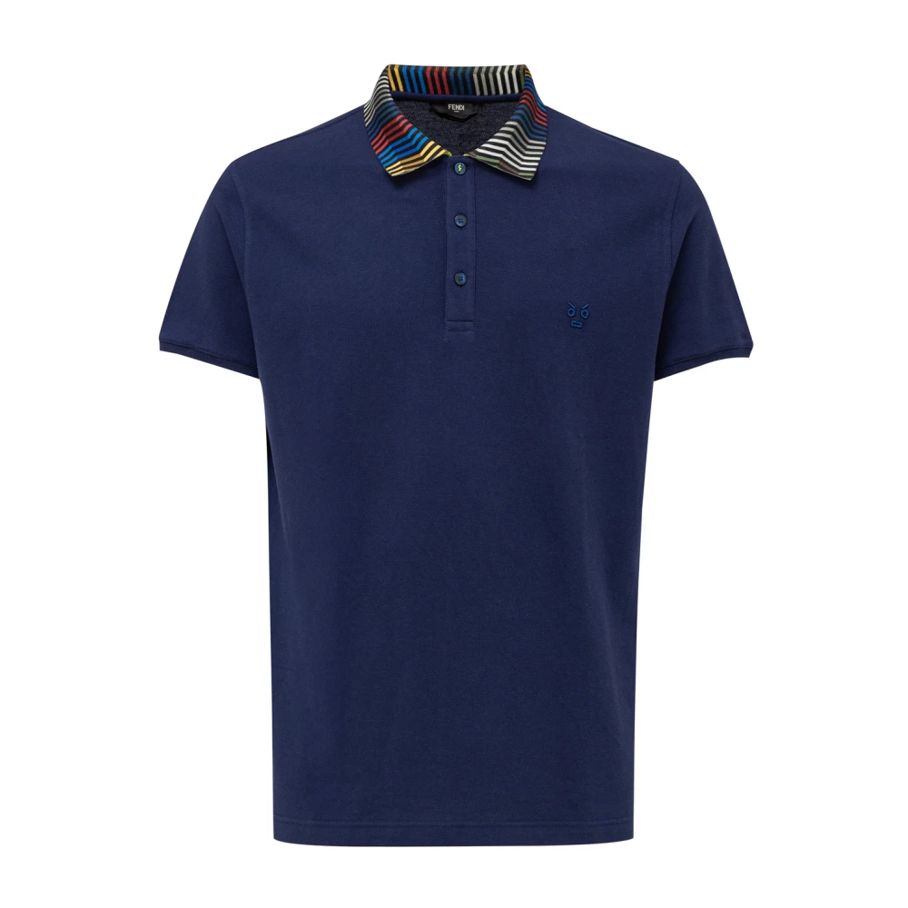 Fendi Blauw gestreept katoenen poloshirt Blue Heren