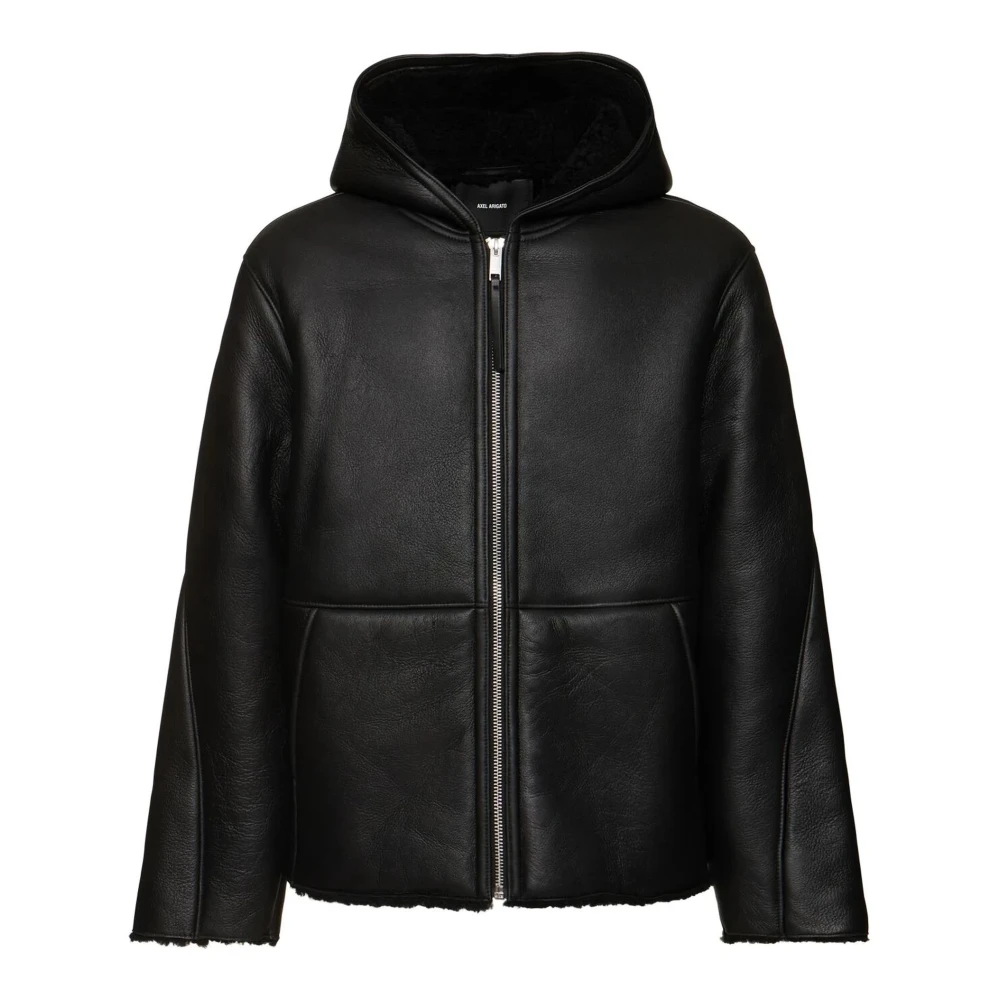 Axel Arigato Svart Shearling Dragkedja Huva Jacka Black, Herr