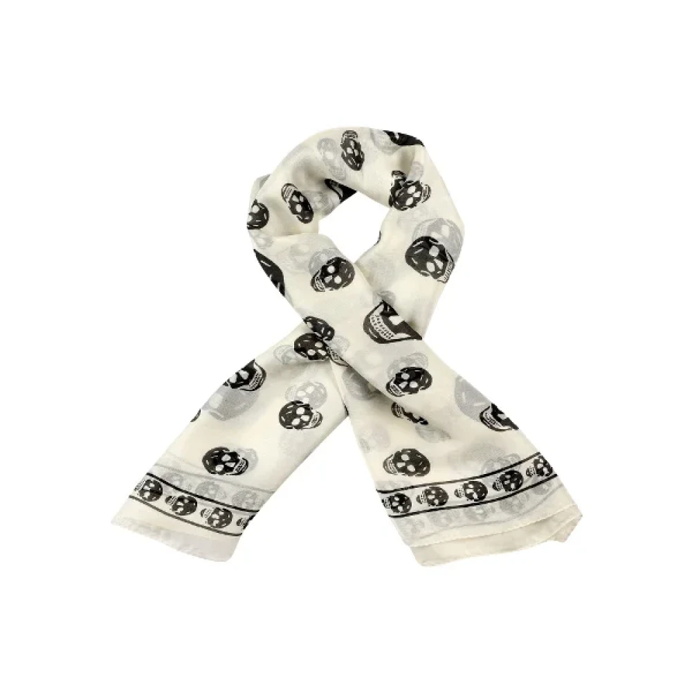 Alexander McQueen Pre-owned Silk scarves White Dames