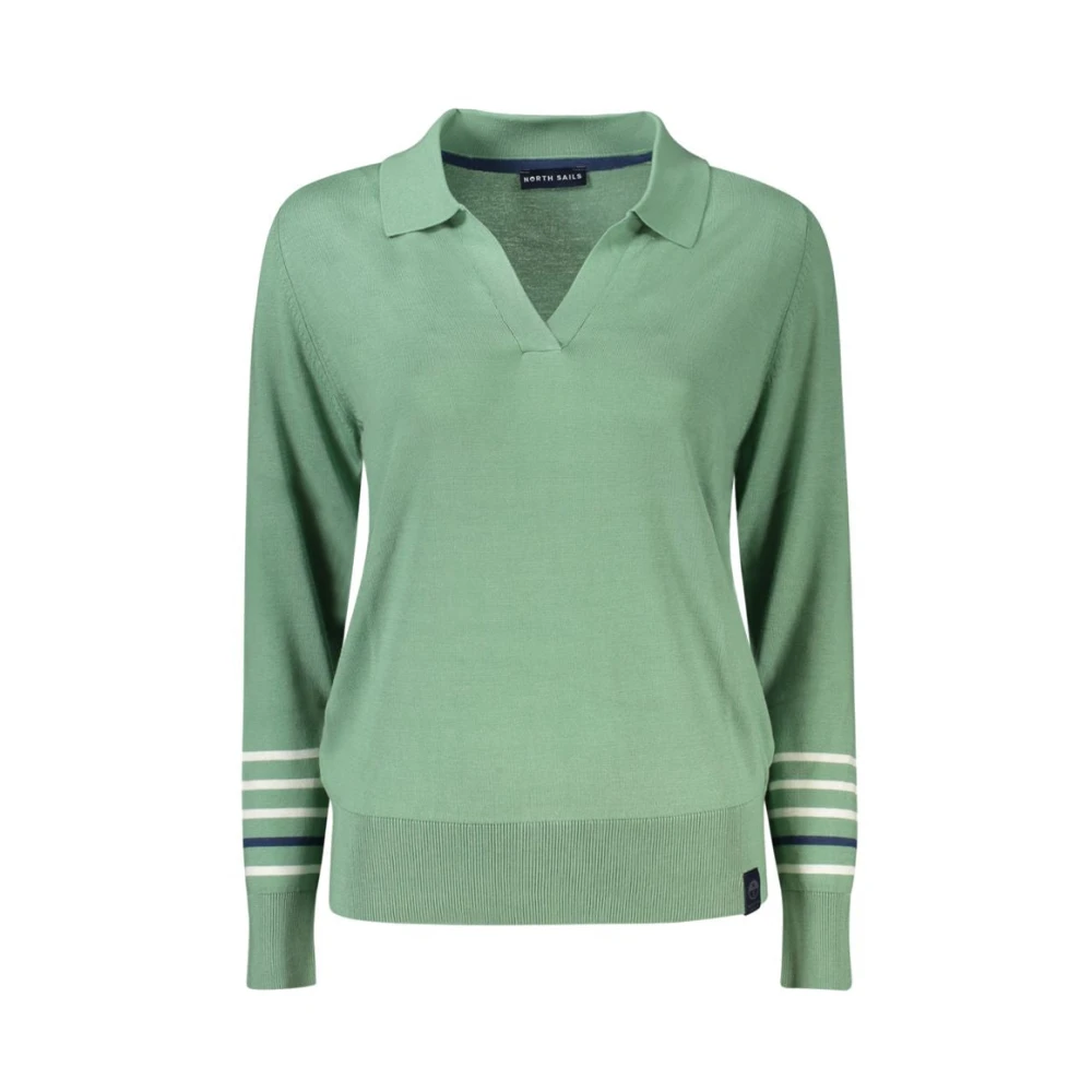 North Sails Cotton Jumper - Female - V-Neck Knitwear - Green - S - Knitwear
