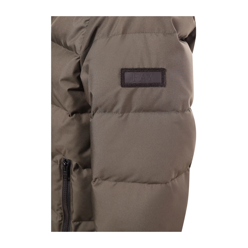 Fay Bos Hooded Jas met Ritssluiting Green Heren