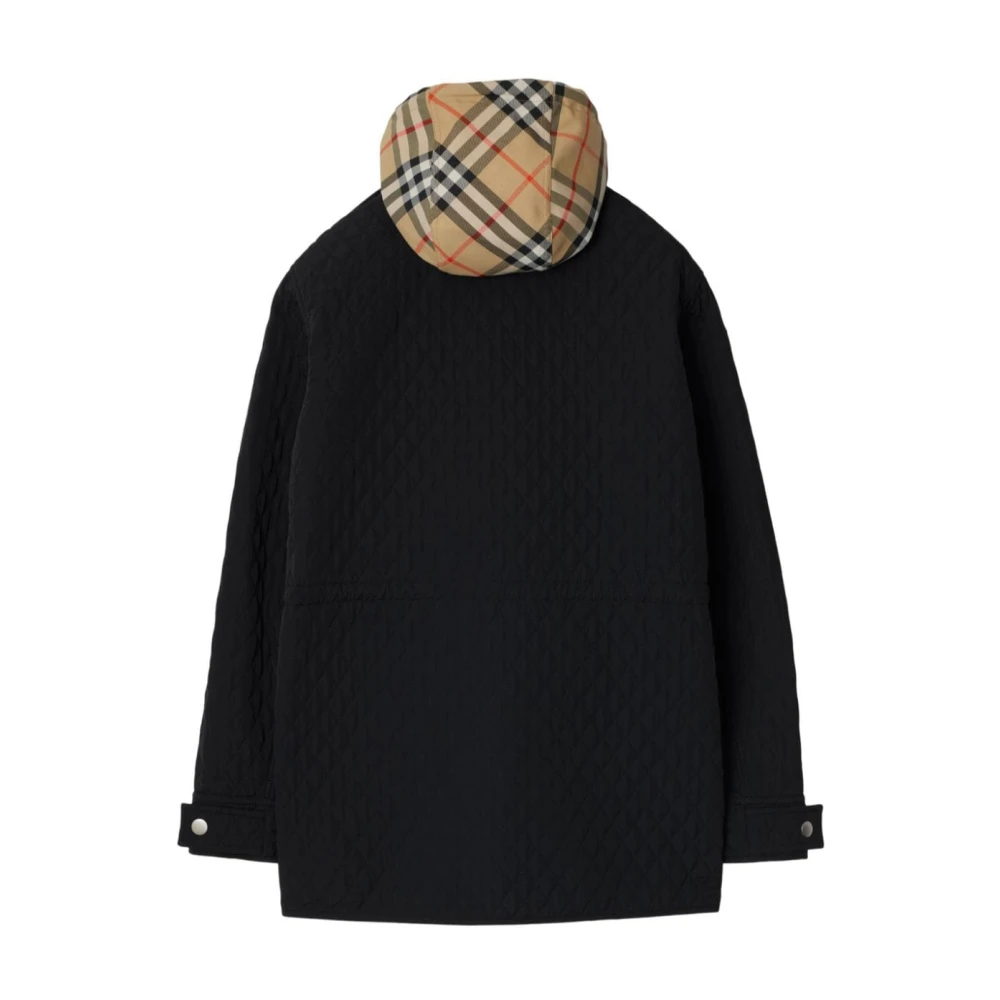 Burberry Zwarte Diamant Gewatteerde Jas Black Dames