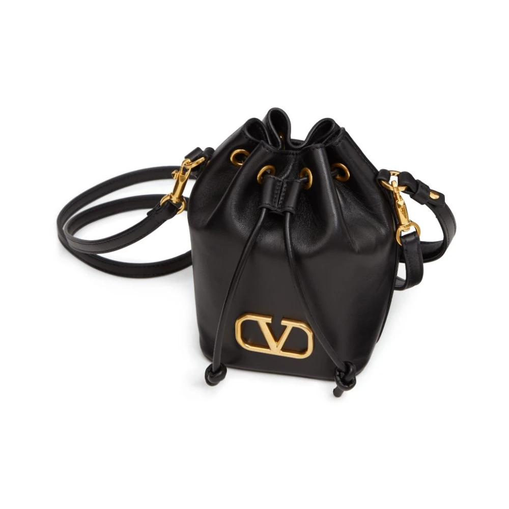 Valentino Garavani Zwarte VLogo Signature Trekkoord Tas Black Dames