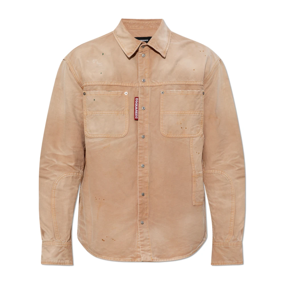 Dsquared2 Men's Beige Vintage-Effect Denim Shirt