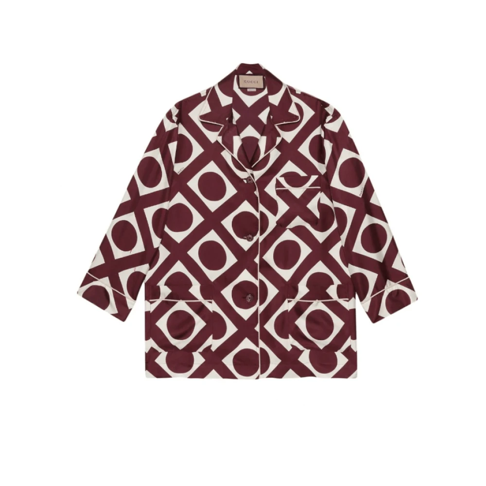 Gucci Shirt met grafische print en contrasterende bies Red Dames