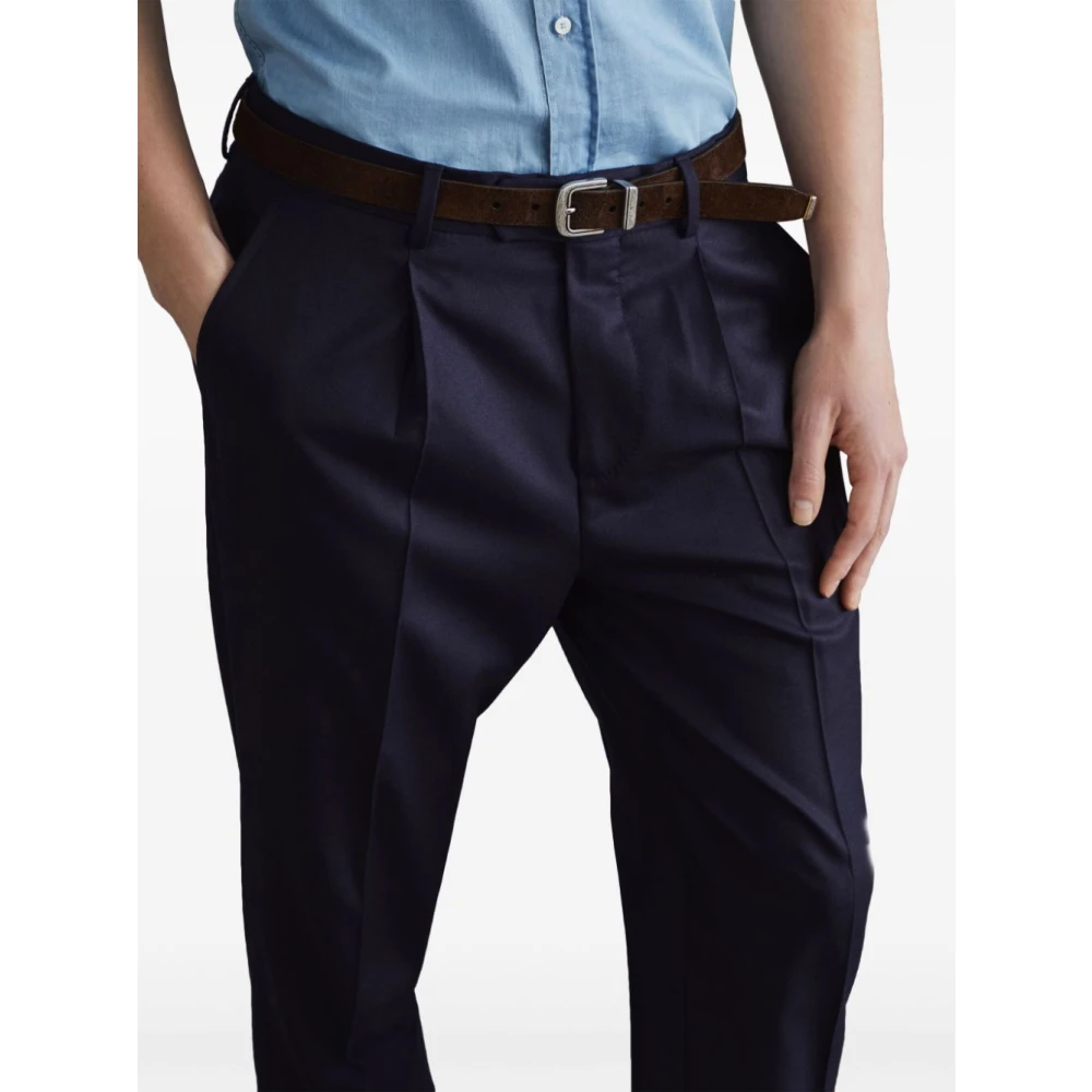 BRUNELLO CUCINELLI Navy Blauwe Katoenen Broek Blue Heren