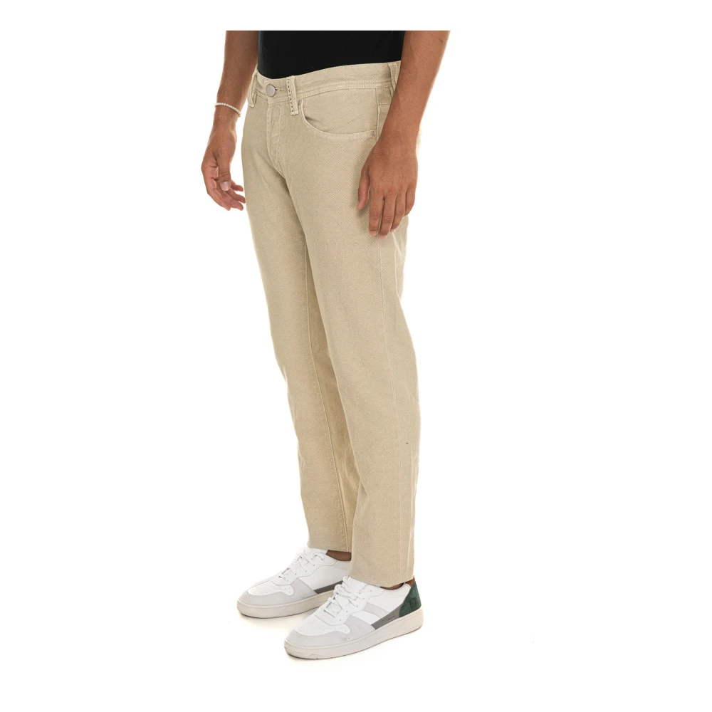 Tramarossa Aanpasbare 5-pocket broek met leren logo Beige Heren
