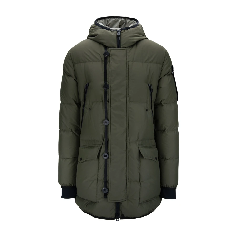 Peuterey Glanzende Comfortabele Parka met Functionele Zakken Green Heren