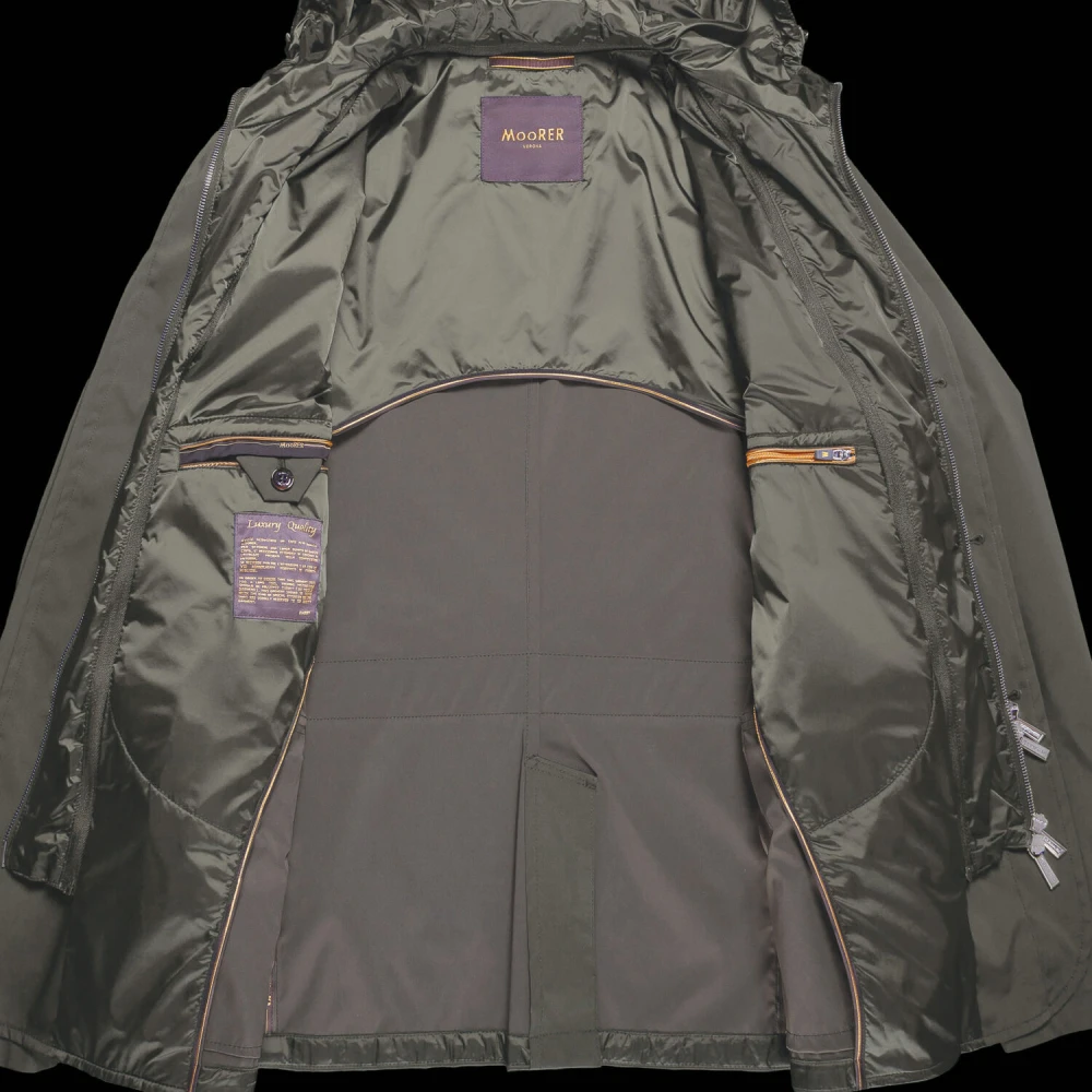Moorer Afneembare Hooded Satijnen Jas Blue Heren