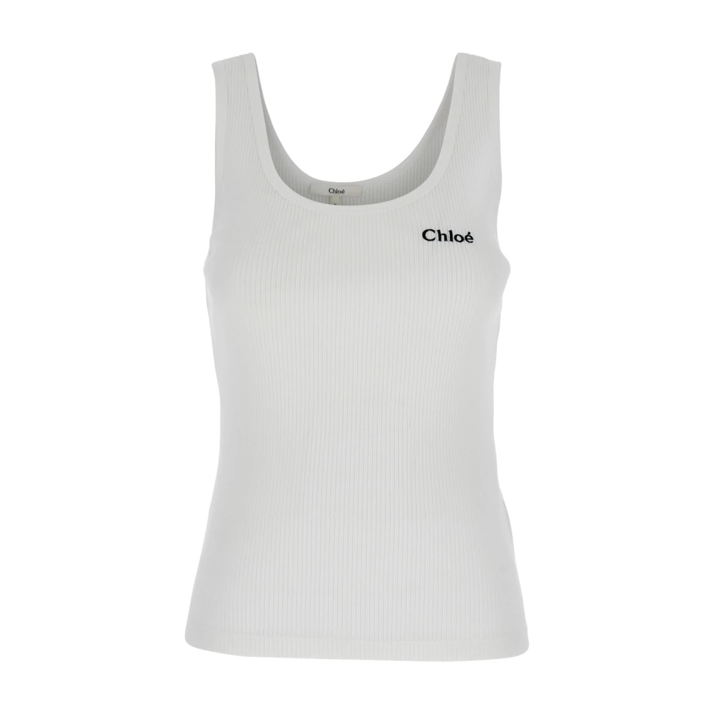Chloe Women's White Ribbed-Knit Cotton Tank Top UK Size 6 - Mytheresa - Image 3