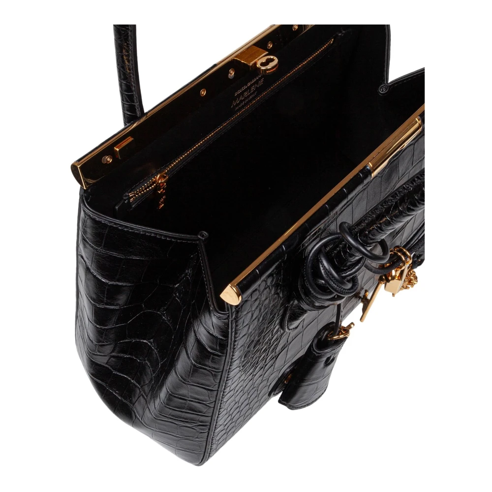 Dolce & Gabbana Zwarte Krokodil-Print Marlene Handtas Black Dames