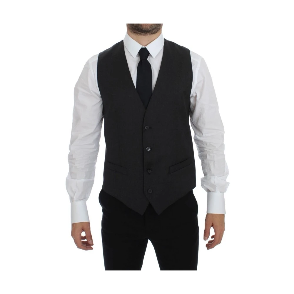 Dolce & Gabbana Elegante grijze wollen vest voor formele gelegenheden Gray Heren