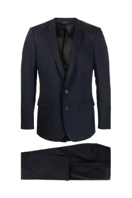 Marinblå Slim Fit Ullkostym