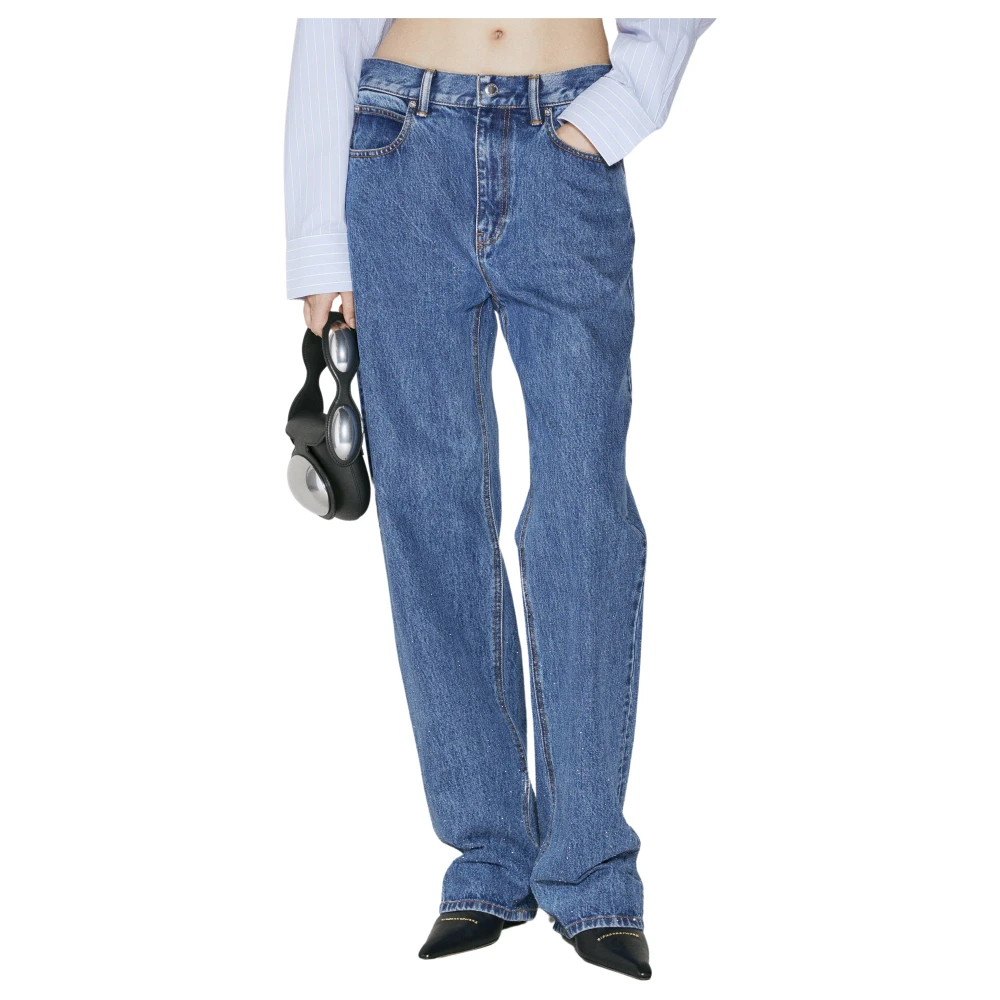 Alexander wang Kristalversierde Straight Jeans Blue Dames