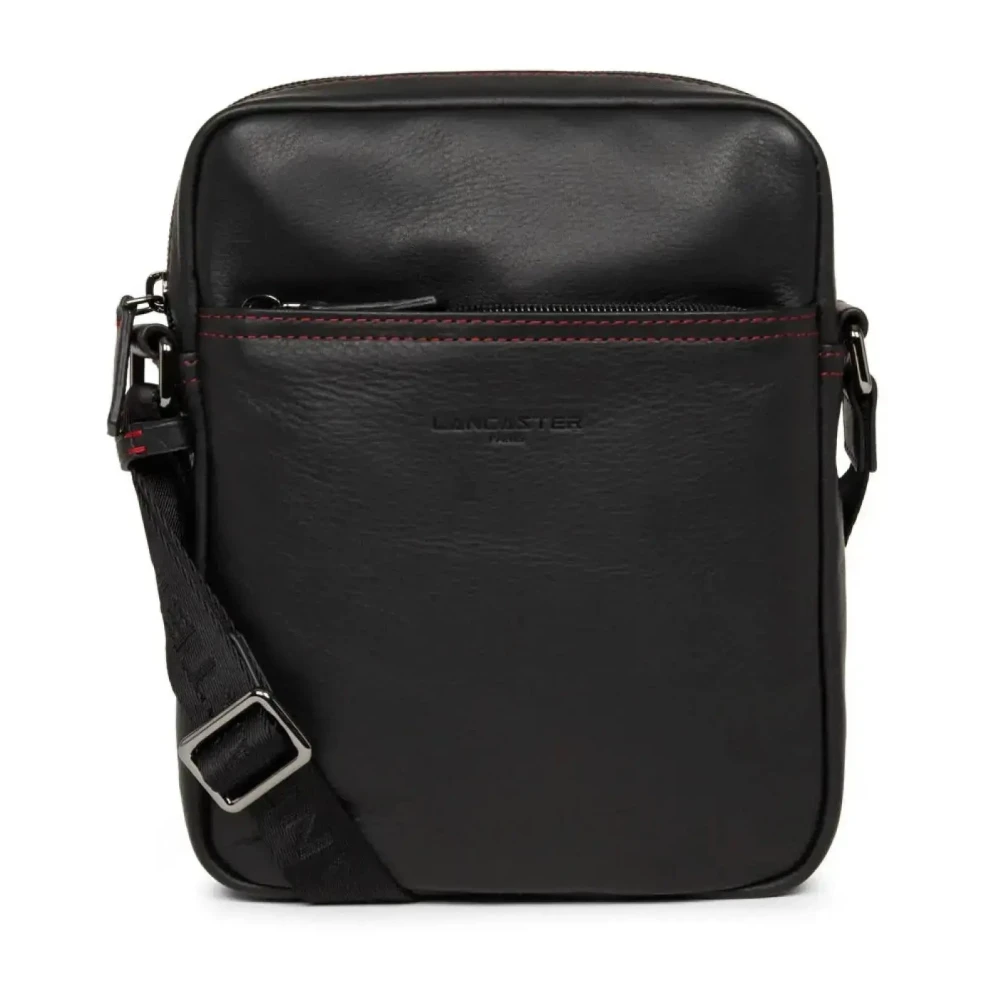 Lancaster Black Vintage Leather Shoulder Bag /Red - Male - Cross Body Messenger - One Size - Bags