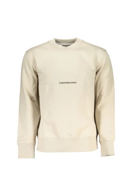 Beige Sweatshirt med Rund Hals och Långa ärmar