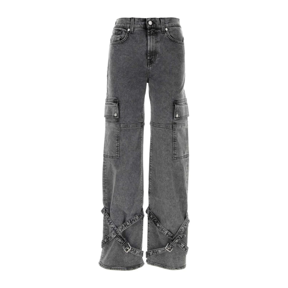 7 For All Mankind Zwarte stretch denim cargobroek Black Dames