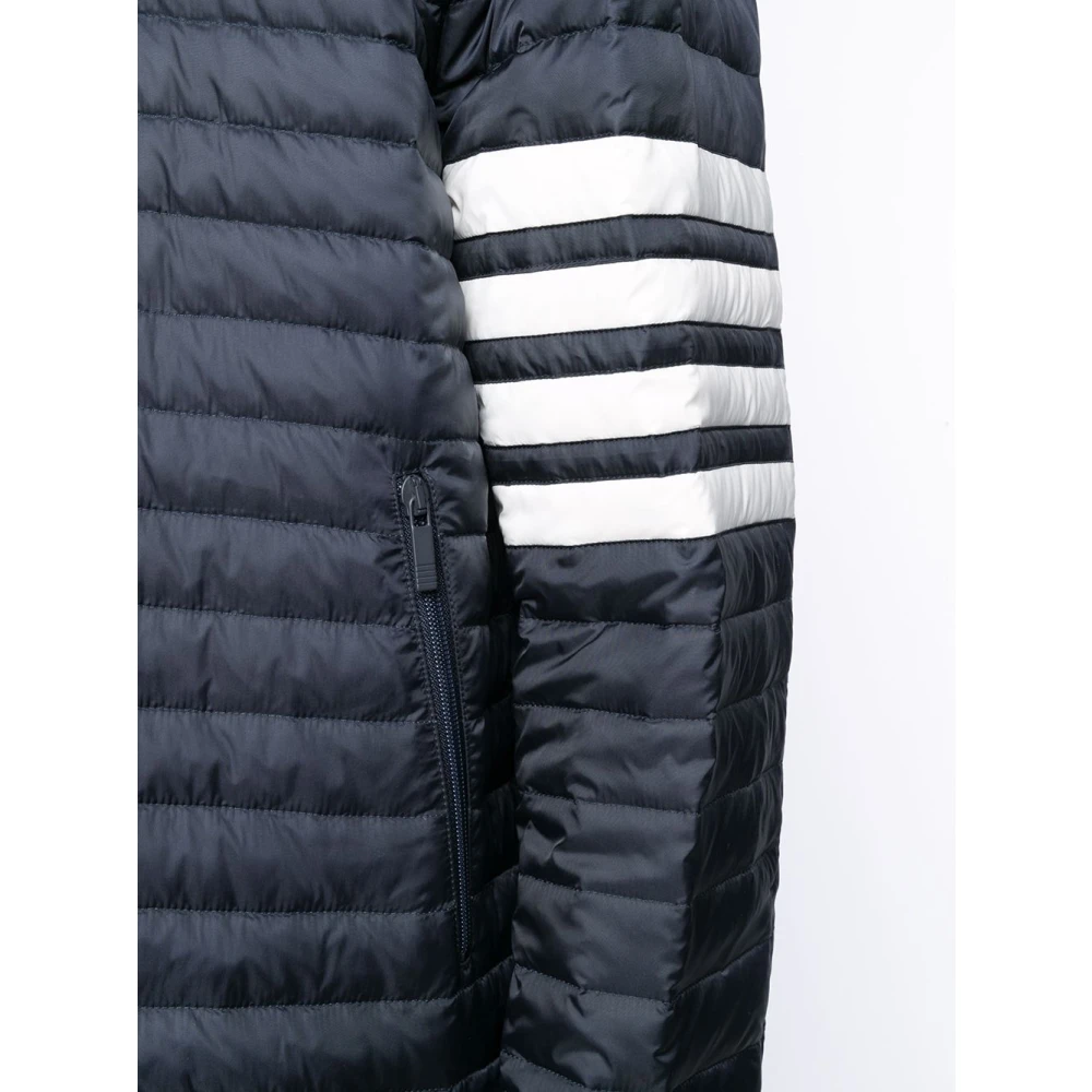 Thom Browne Blauwe donsjas met 4-Bar streep Blue Heren