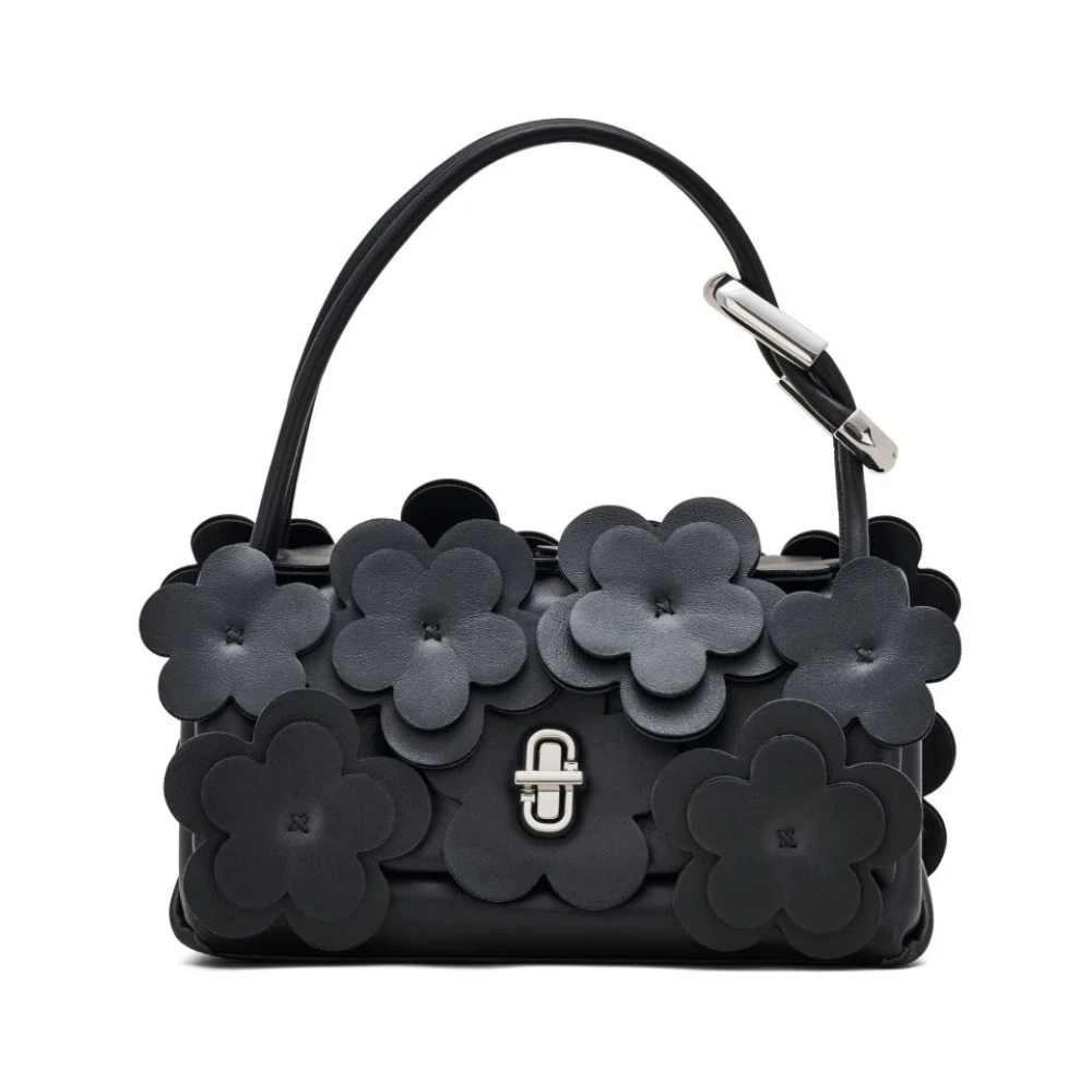 Marc Jacobs Zwarte Leren Dual Mini Tas met Bloemen Black Dames