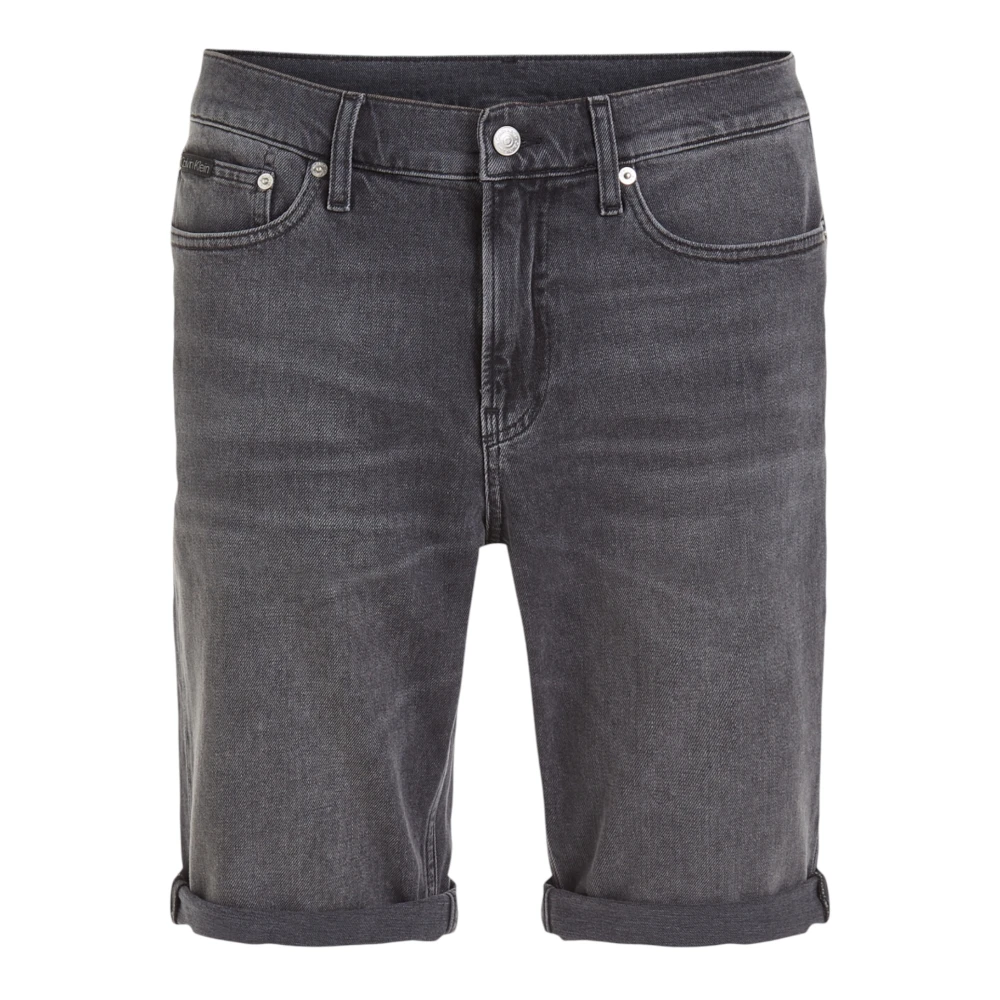 Calvin Klein Jeans Men's Gray Denim Shorts, W30, Slim Fit Bermuda Shorts For