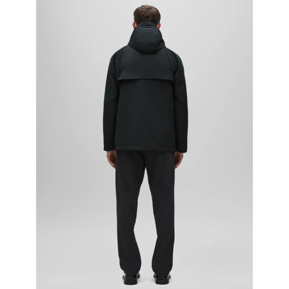 Aspesi Korte Technische Taffeta Parka Black Heren