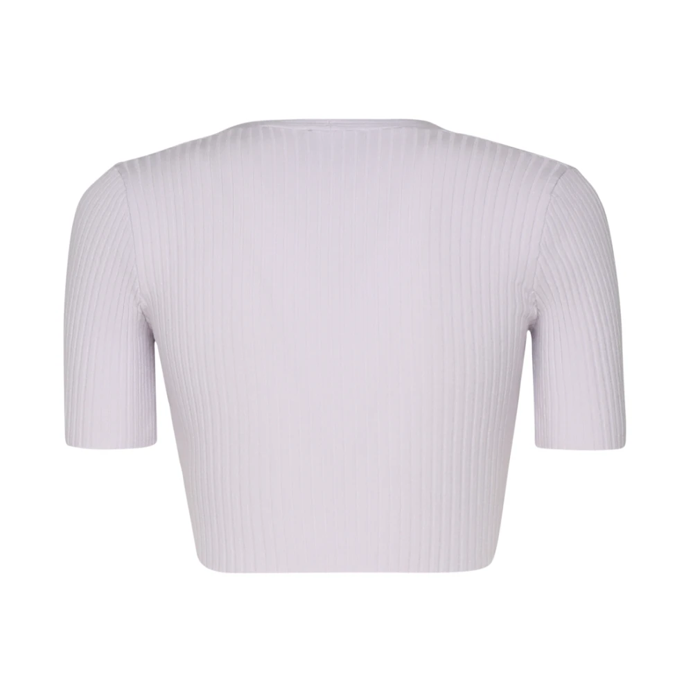 Courrèges Grijze Crop Top Ronde Kraag Mist Gray Dames