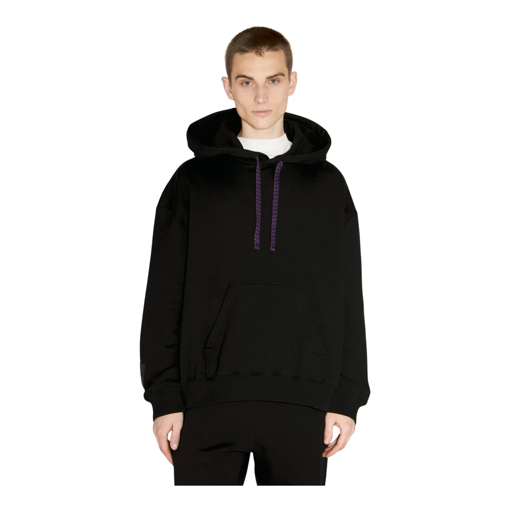 Lanvin Hoodie met logo borduursel Black Heren