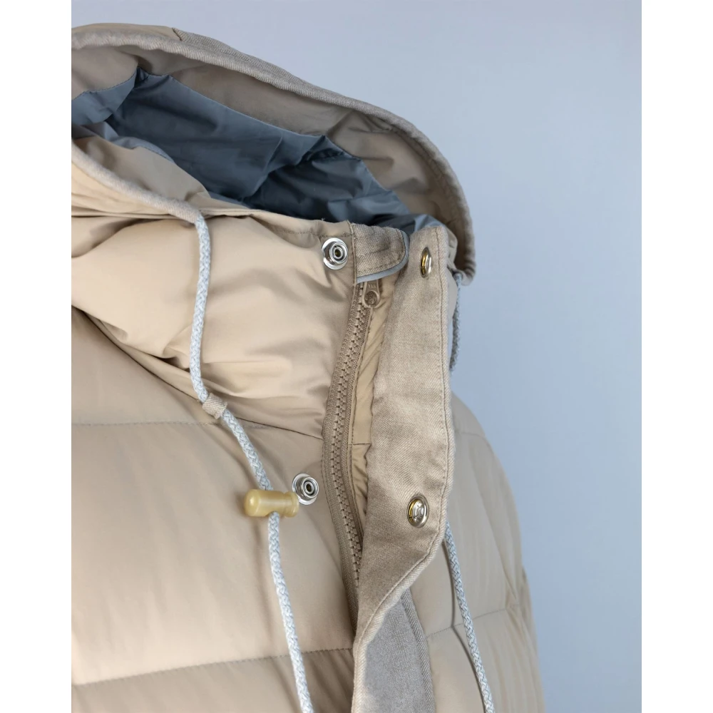 Lubiam Gewatteerde capuchonjas Beige Heren