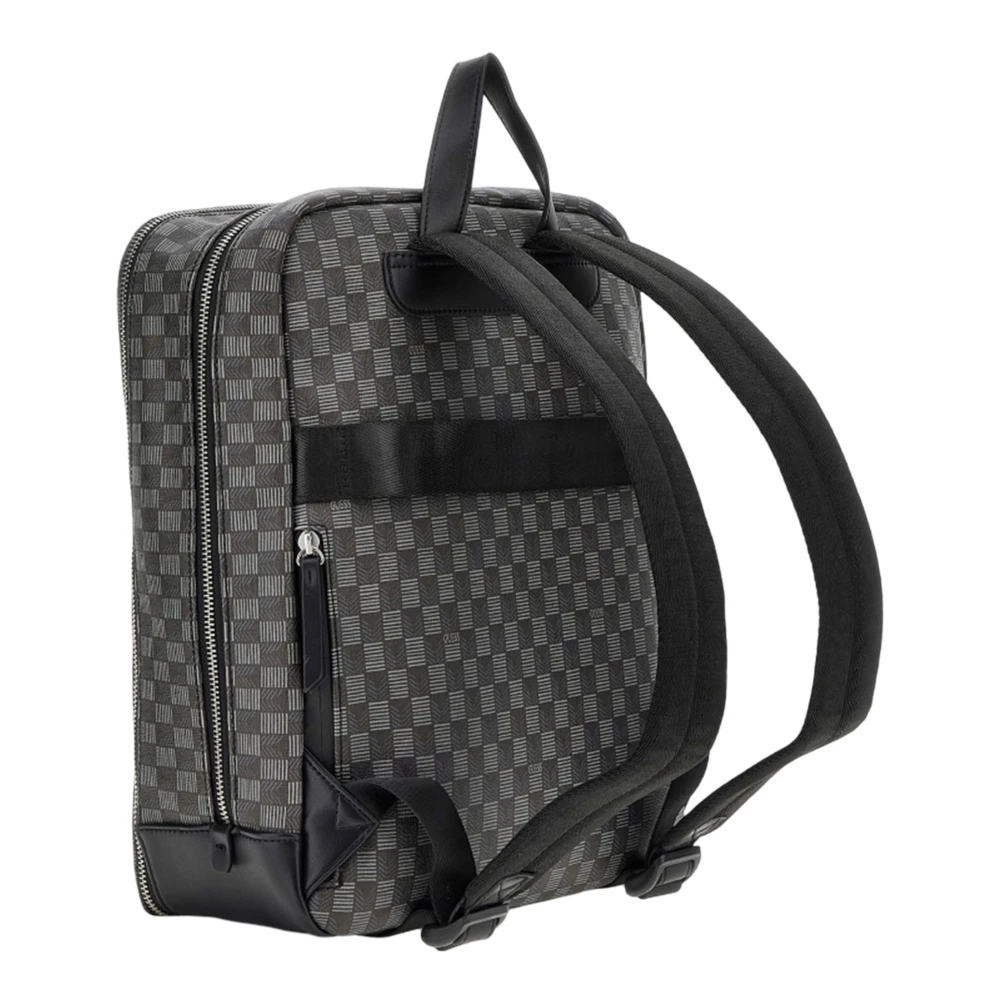 Guess Rugzak met geometrische print en zilveren hardware Black Heren