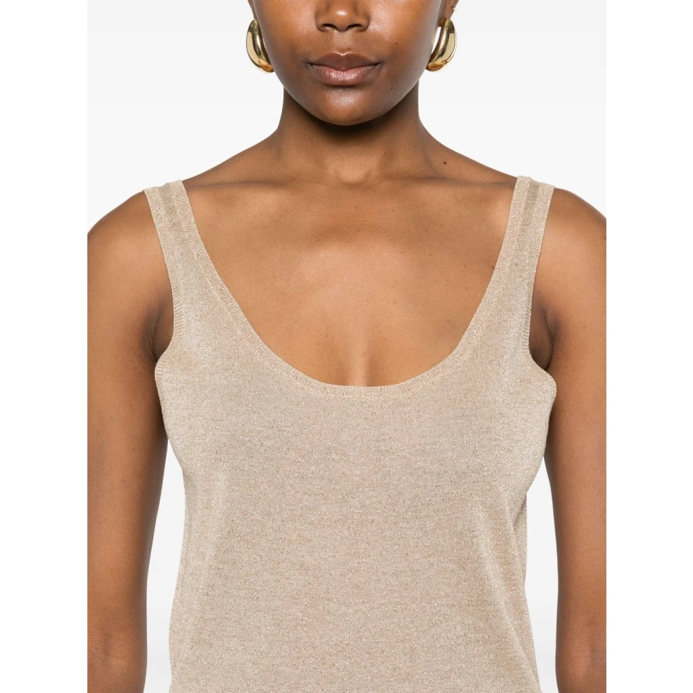 Saint Laurent Stijlvolle Zwarte Top Beige Dames