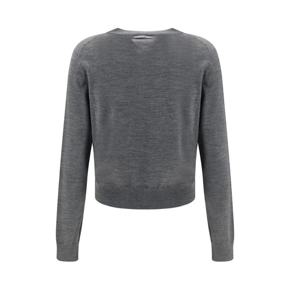 Prada V-hals Lange Mouwen Vest Gray Dames