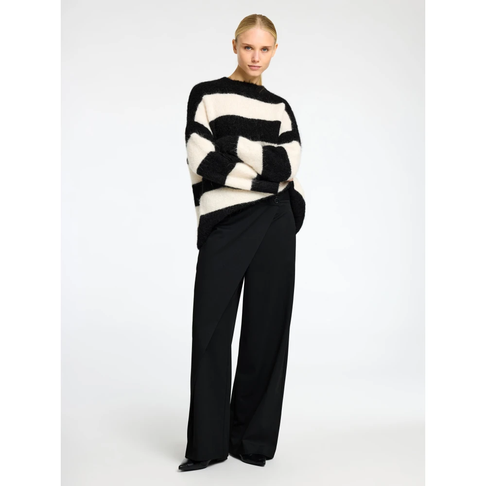 Selected Femme Gestreepte Oversized Trui Zwart Wit Multicolor Dames