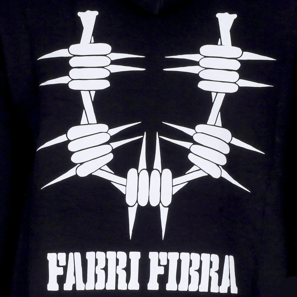 Usual Zwarte hoodie met Fabri Fibra-logo Black Heren